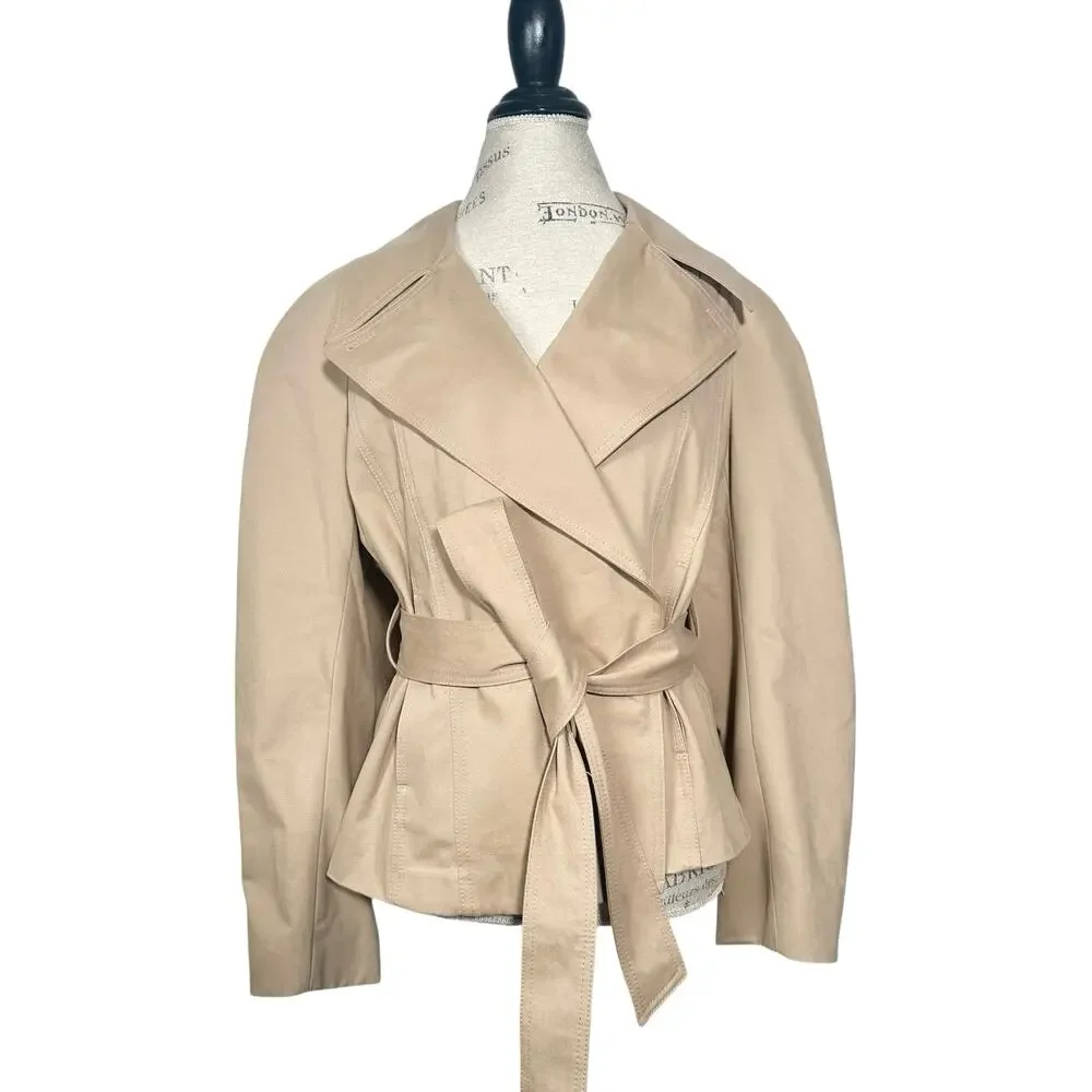 Banana Republic | Women | Beige Chic Cape Back Belted Short Trench Coat | Small - Picture 2 of 16